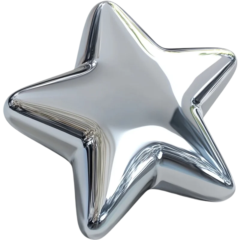 Polished silver ZADX star object