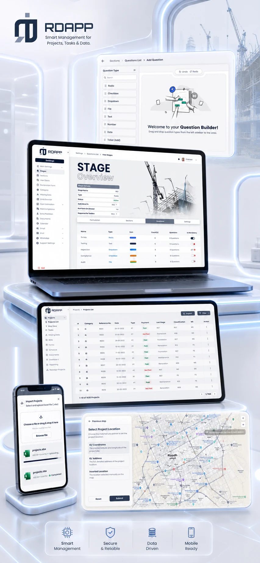 RDAPP smart management platform mockup